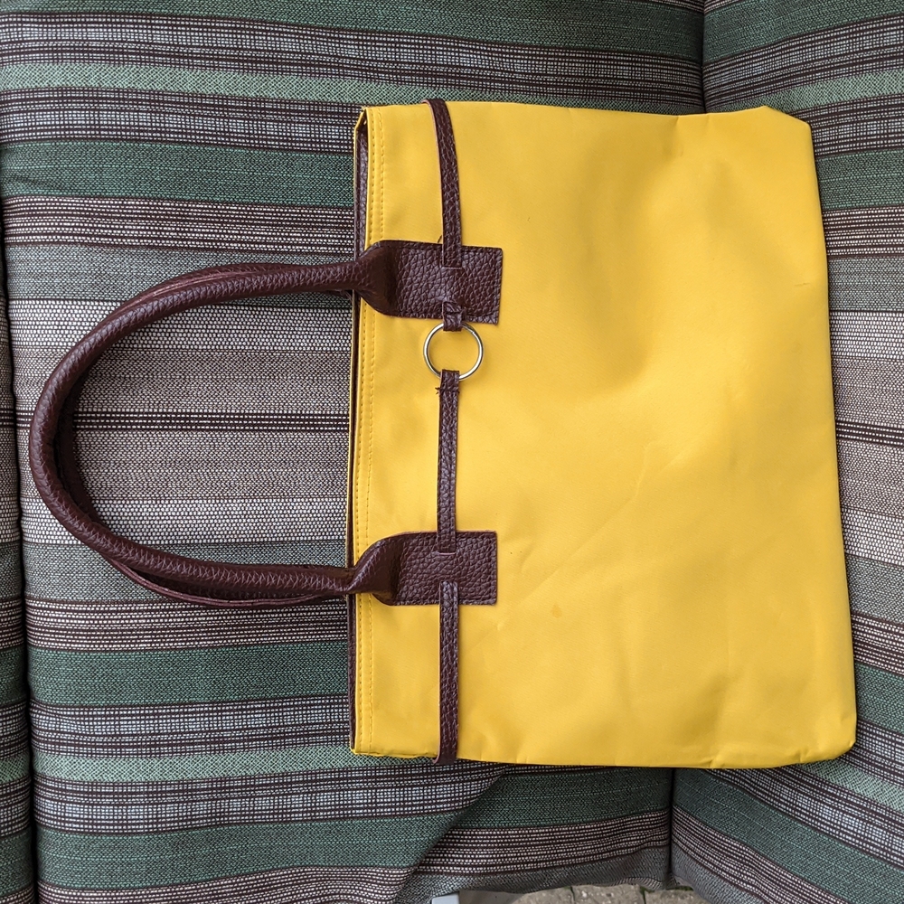 Yellow nylon shopper tote
